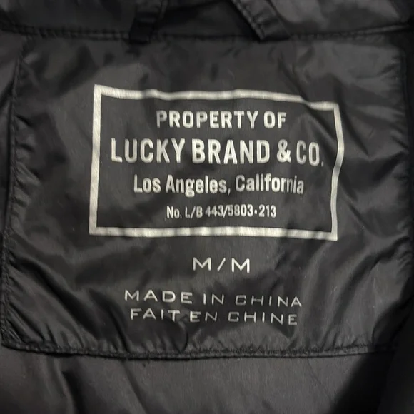 Lucky Brand Down Filled Puffer Coat with Hood Medium Colour Black - Picture 7 of 12
